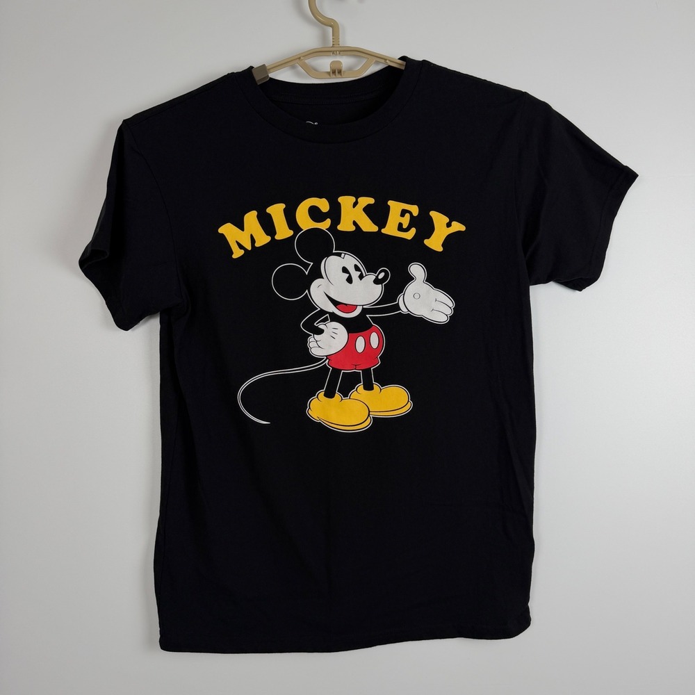 Disney Mickey Mouse Graphic T-Shirt Black Short Sleeve Crewneck Medium